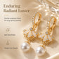 Vintage Ginkgo Leaf Hoop Earrings with Pearl Beads
