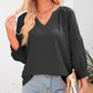 Women's Casual V-Neck Lantern Sleeve Top