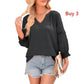 Women's Casual V-Neck Lantern Sleeve Top