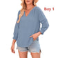 Women's Casual V-Neck Lantern Sleeve Top