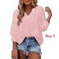 Women's Casual V-Neck Lantern Sleeve Top