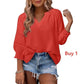 Women's Casual V-Neck Lantern Sleeve Top