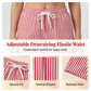 Women's Striped Casual Short Sleeve Shirt and Shorts Set