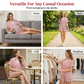 Women's Striped Casual Short Sleeve Shirt and Shorts Set
