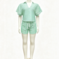 Women's Striped Casual Short Sleeve Shirt and Shorts Set
