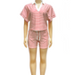 Women's Striped Casual Short Sleeve Shirt and Shorts Set
