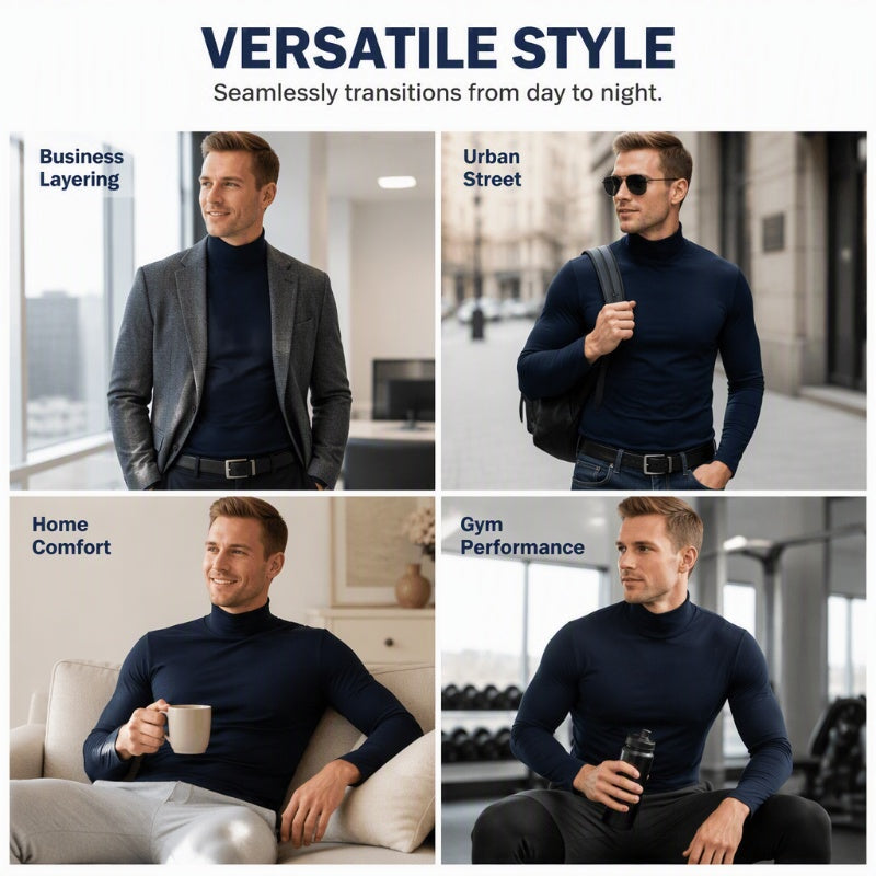 🔥✨Men's Slim Fit Mock Turtleneck Top – Sleek, Stretchy, Modern Everyday Essential