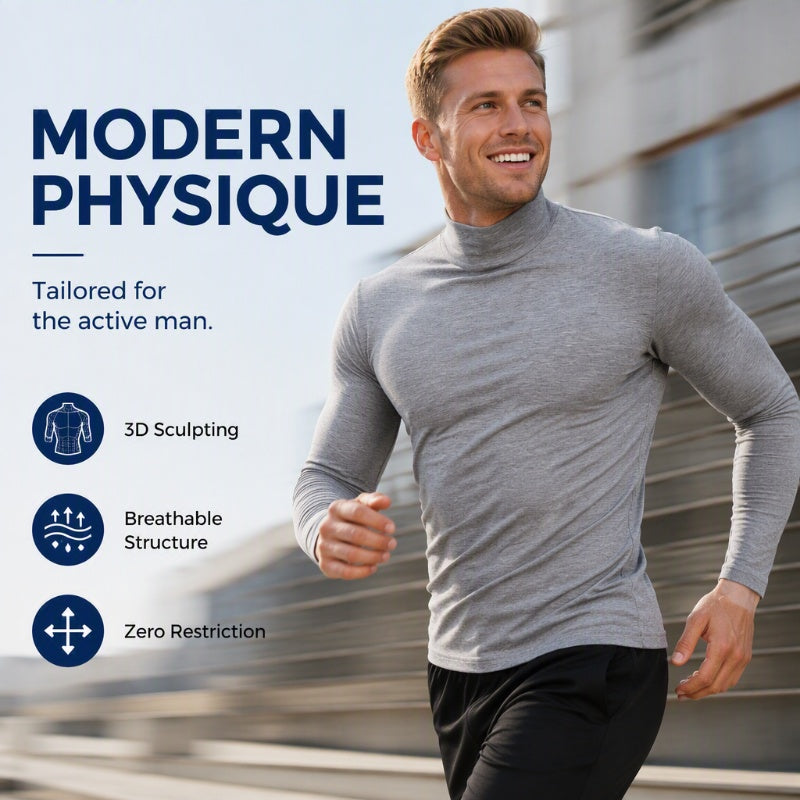 🔥✨Men's Slim Fit Mock Turtleneck Top – Sleek, Stretchy, Modern Everyday Essential
