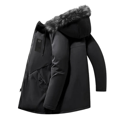 ✨Men's Windproof Hooded Thermal Mid-Length Parka Jacket