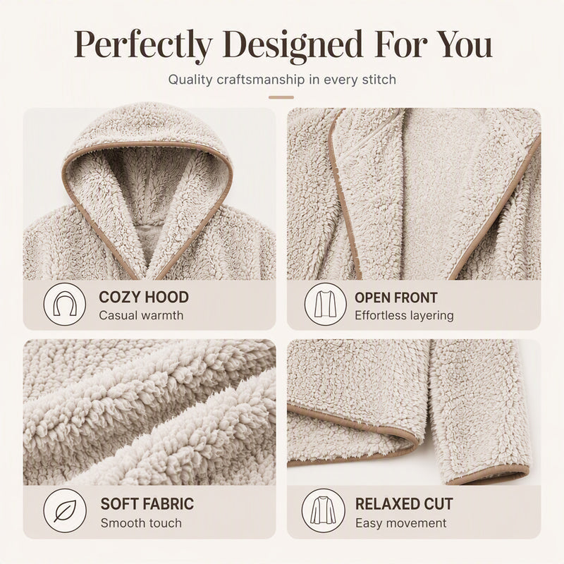 🧸 ☁️ Women's Casual Hooded Plush Cardigan