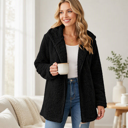 🧸 ☁️ Women's Casual Hooded Plush Cardigan