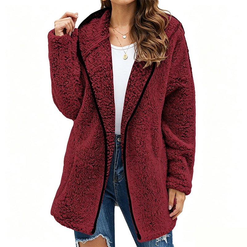 🧸 ☁️ Women's Casual Hooded Plush Cardigan
