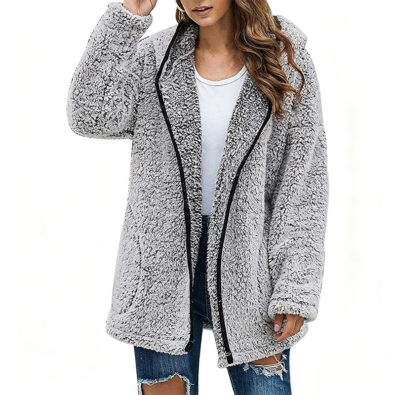 🧸 ☁️ Women's Casual Hooded Plush Cardigan