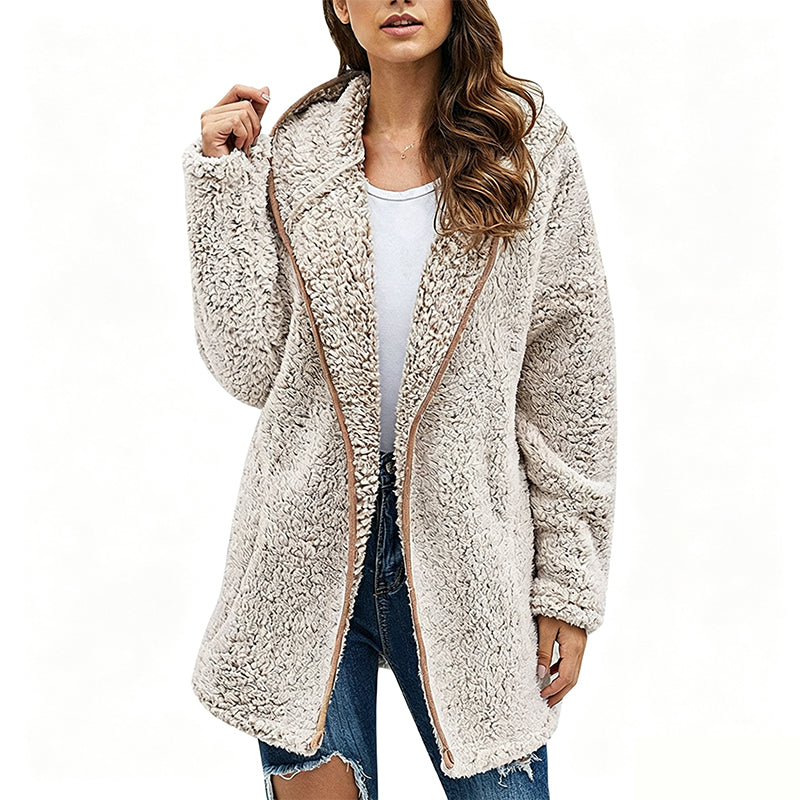 🧸 ☁️ Women's Casual Hooded Plush Cardigan