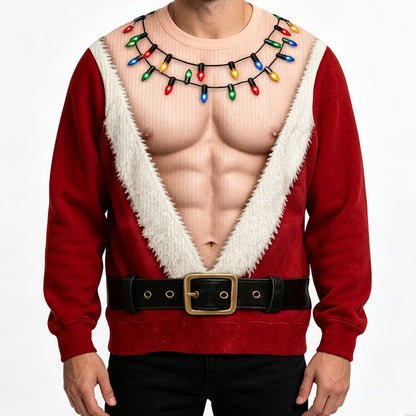 🎅 🎄Men's Funny Christmas 3D Printed Muscle Sweatshirt