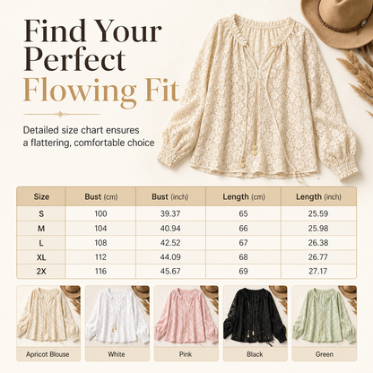 👚✨ Women’s Lace Blouse – 🌸 Elegant Loose-Fit Long Sleeve Pullover Top