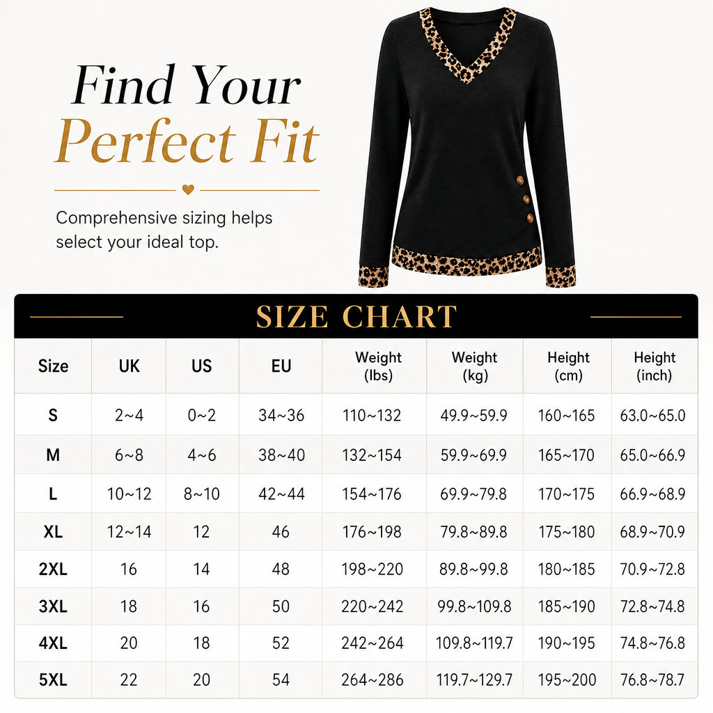 ✨Women's V-Neck Leopard Trim Knit Top🐆Elegant Contrast Detail Long Sleeve Sweater
