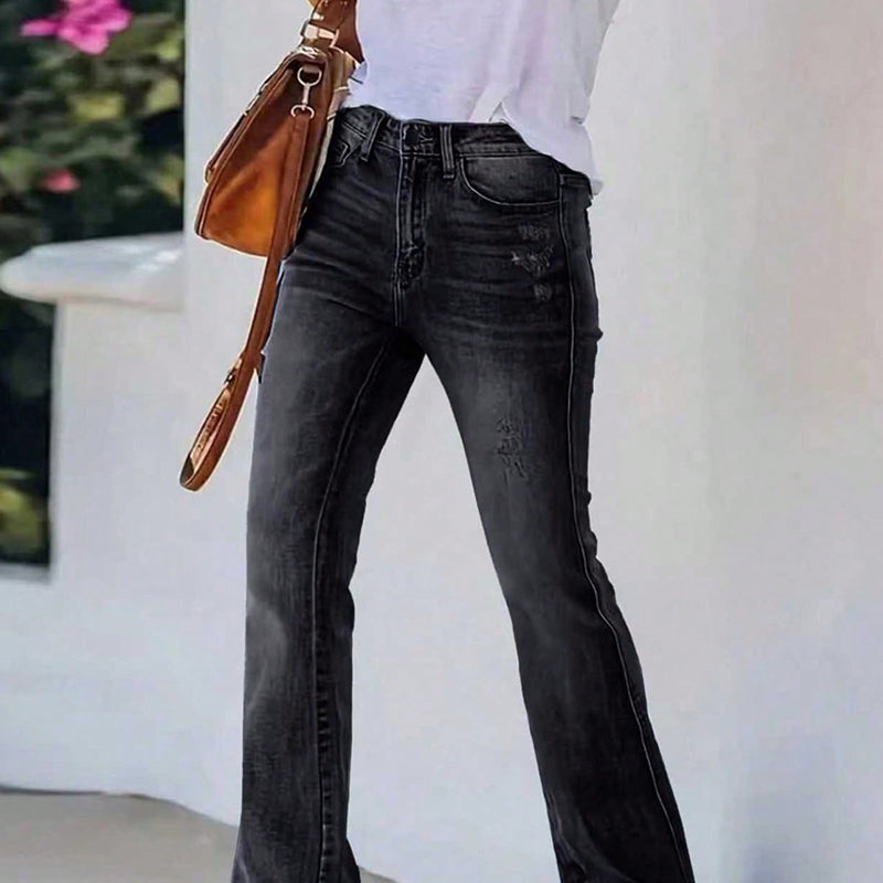 👖 Women’s High-Waist Distressed Flare Jeans