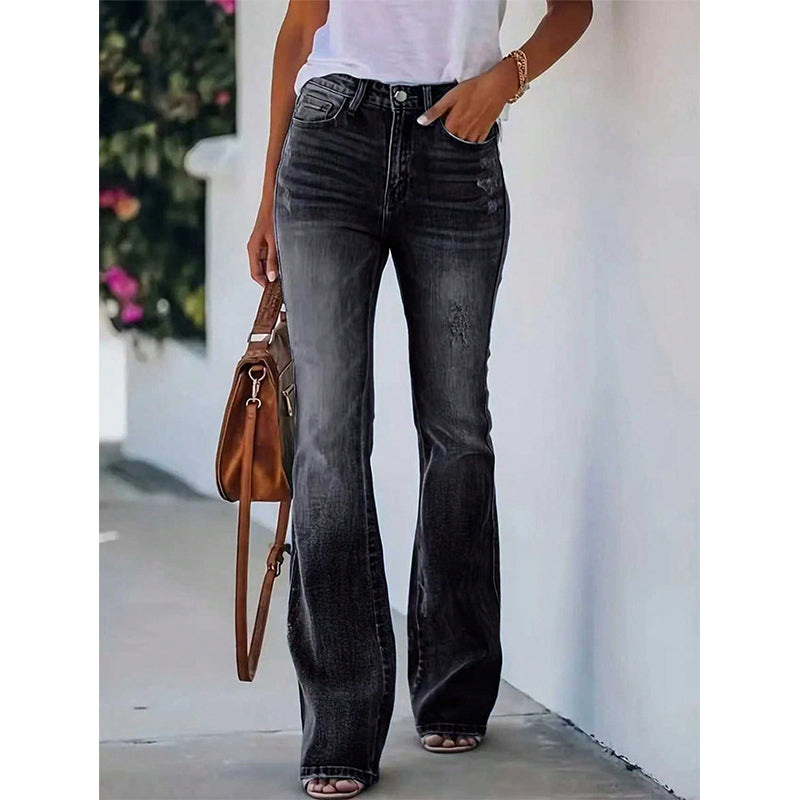 👖 Women’s High-Waist Distressed Flare Jeans