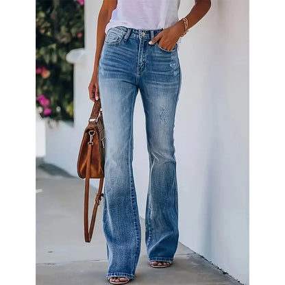 👖 Women’s High-Waist Distressed Flare Jeans
