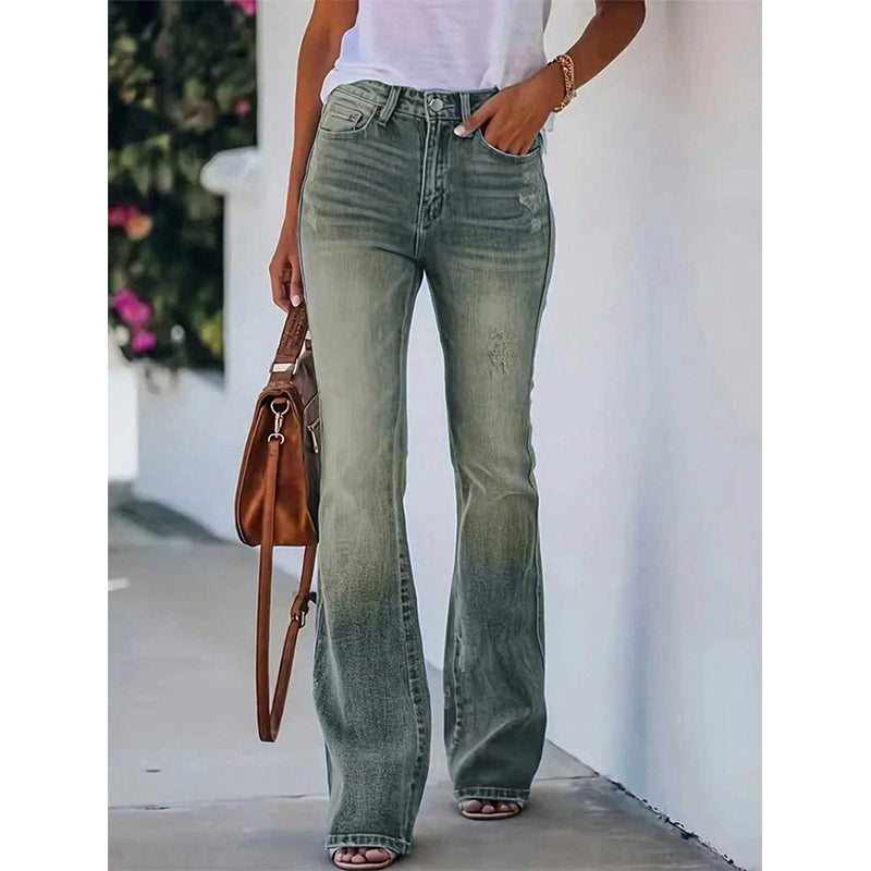 👖 Women’s High-Waist Distressed Flare Jeans