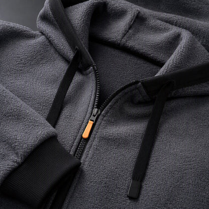 🔥 Everyday Warmth | Men’s Plush-Lined Full-Zip Hoodie with Drawstring Hood