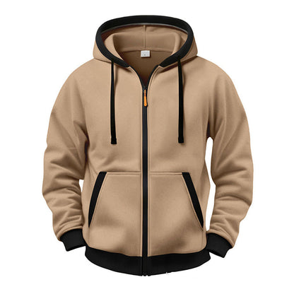 🔥 Everyday Warmth | Men’s Plush-Lined Full-Zip Hoodie with Drawstring Hood