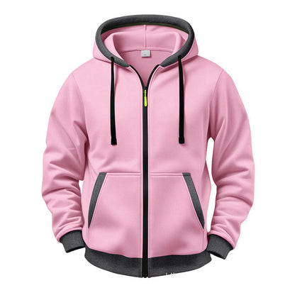 🔥 Everyday Warmth | Men’s Plush-Lined Full-Zip Hoodie with Drawstring Hood
