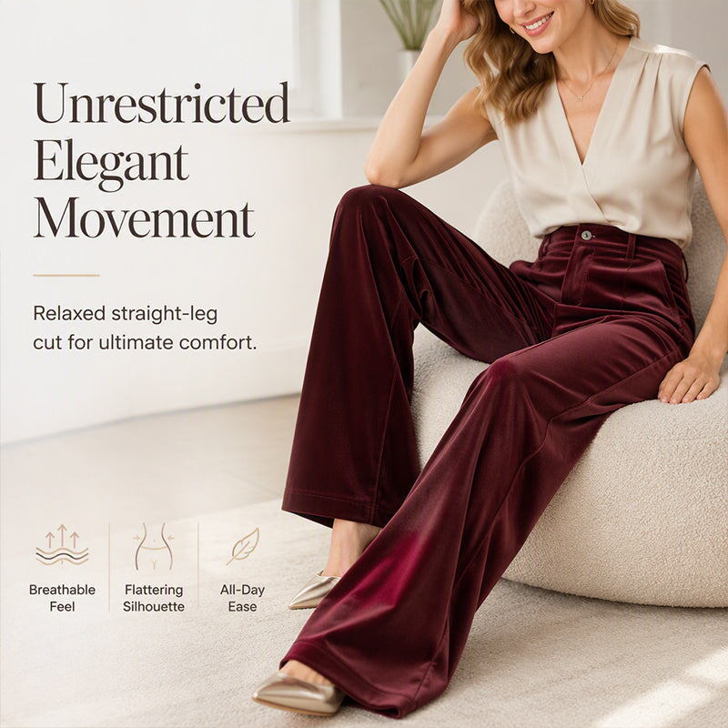 Women’s High-Waist Drapey Wide-Leg Pants with Side Pockets