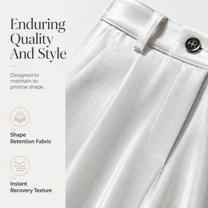 Women’s High-Waist Drapey Wide-Leg Pants with Side Pockets