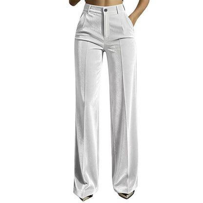 Women’s High-Waist Drapey Wide-Leg Pants with Side Pockets