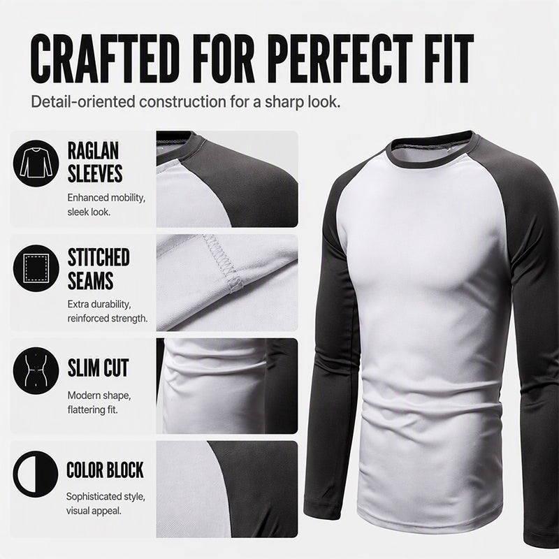 Men's Color-Block Raglan Long Sleeve T-Shirt