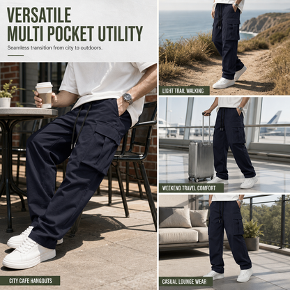 Men's Summer Casual Cargo Pants with Drawstring