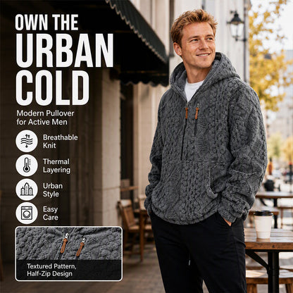 Men's Textured Sherpa Half-Zip Hooded Jacket