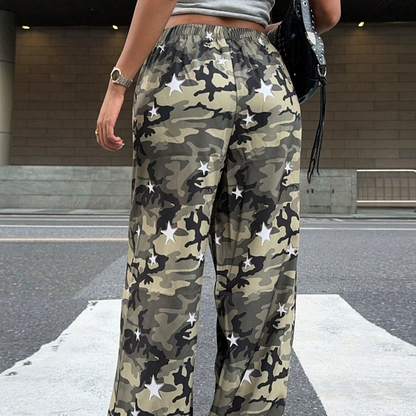 Women's Baggy Camo Pants with Drawstring Waist
