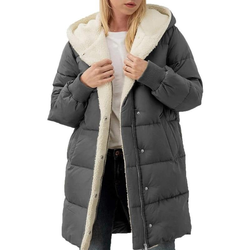 🔥  Women's Mid-Length Padded Coat with Hood
