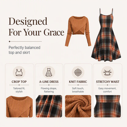 Women's Plaid Two-Piece Set – Chic Style & Effortless Elegance 🤎