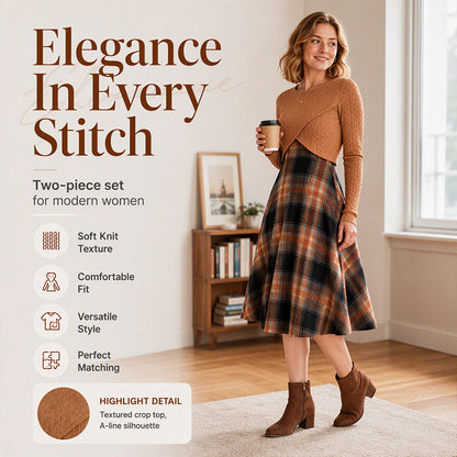 Women's Plaid Two-Piece Set – Chic Style & Effortless Elegance 🤎