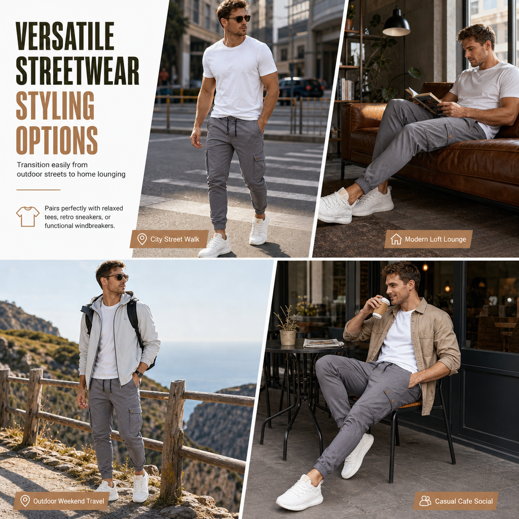 ✨Men's Casual Solid Color Cargo Jogger Pants