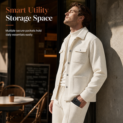 ✨Men's Casual Waffle Knit Jacket and Pants Set