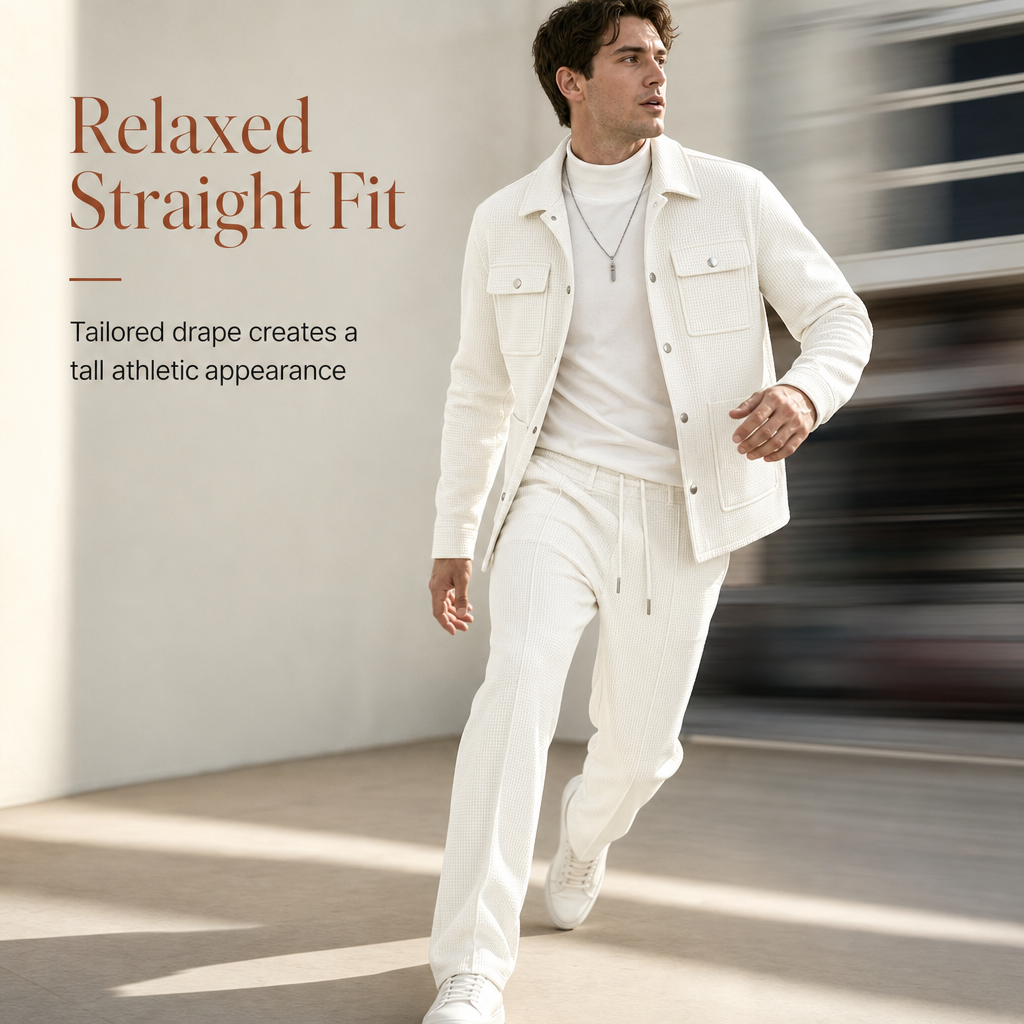 ✨Men's Casual Waffle Knit Jacket and Pants Set