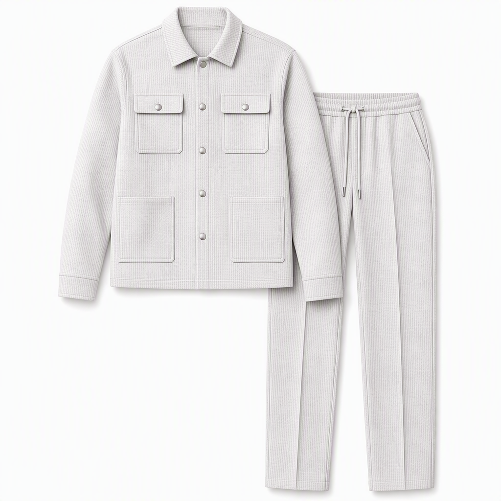 ✨Men's Casual Waffle Knit Jacket and Pants Set
