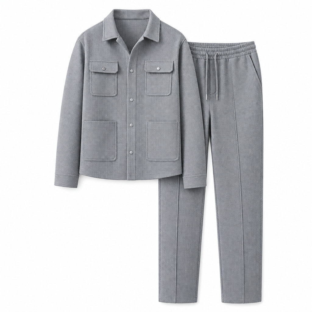 ✨Men's Casual Waffle Knit Jacket and Pants Set