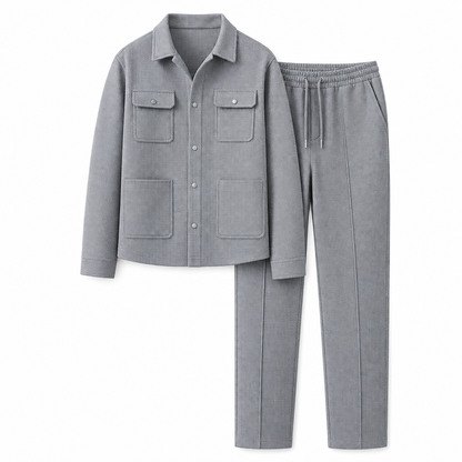 ✨Men's Casual Waffle Knit Jacket and Pants Set