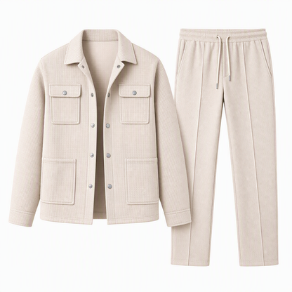 ✨Men's Casual Waffle Knit Jacket and Pants Set