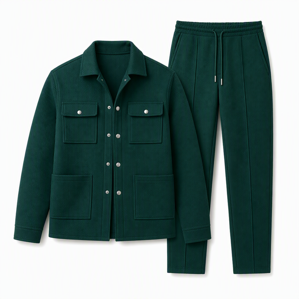 ✨Men's Casual Waffle Knit Jacket and Pants Set