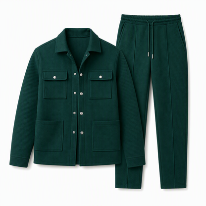 ✨Men's Casual Waffle Knit Jacket and Pants Set
