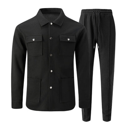 ✨Men's Casual Waffle Knit Jacket and Pants Set