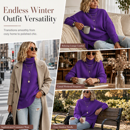 🌈Plus-Size & Multi-Color, Versatile Warmth – Women's Loose Knit Turtleneck Sweater, S-5XL Available ✨