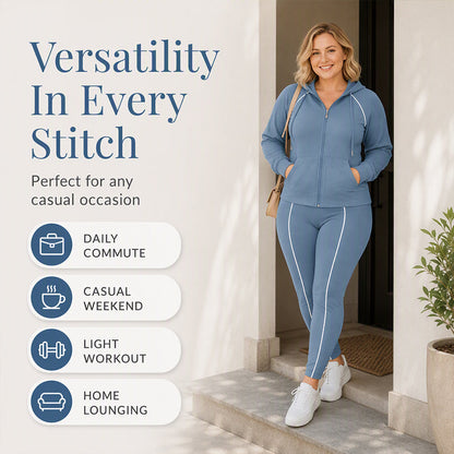 Women's Athletic Zip-Up Hoodie and Pants Set